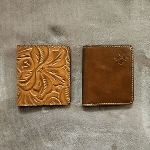 (2) Brown Patricia Nash Leather Bifold Wallets